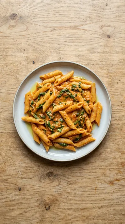 Creamy Tomato Spinach Pasta – Quick Vegetarian Dinner - cooking process