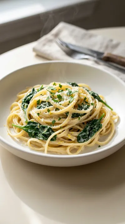 Lighter Spinach Alfredo Pasta – Step by Step