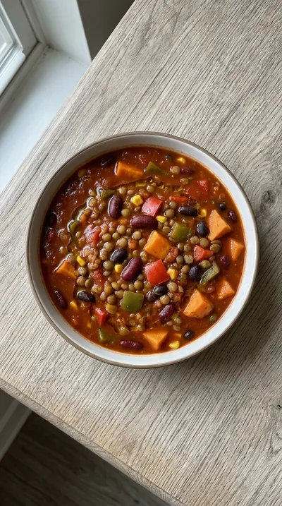 Slow Cooker Vegetarian Lentil Chili - cooking process