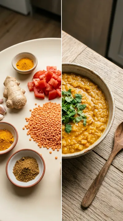 Vegan Easy One Pan Lentil Daal Curry - ready to serve