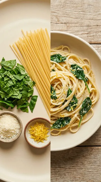 Lighter Spinach Alfredo Pasta – Step by Step - ready to serve