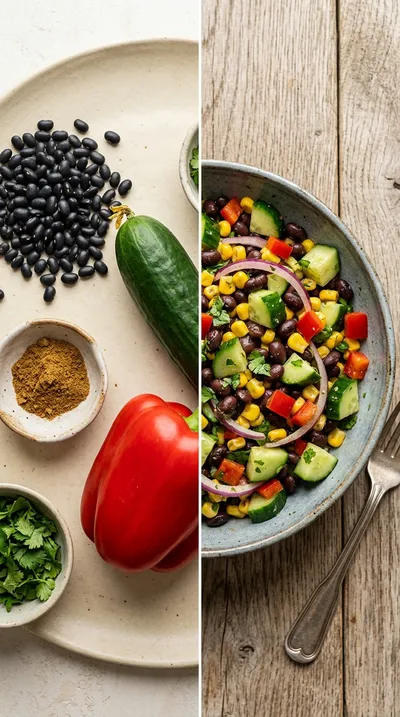 Cucumber and Black Bean Salad - ready to serve