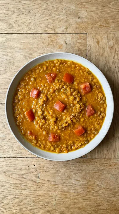 Vegan Easy One Pan Lentil Daal Curry - cooking process