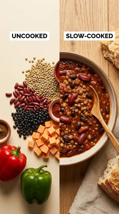 Slow Cooker Vegetarian Lentil Chili - ready to serve