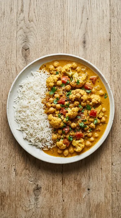 Ultra Creamy Cauliflower Chickpea Masala - cooking process