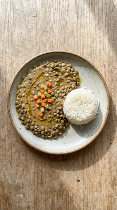 Lentils with Creamy Mushroom Gravy - cooking process