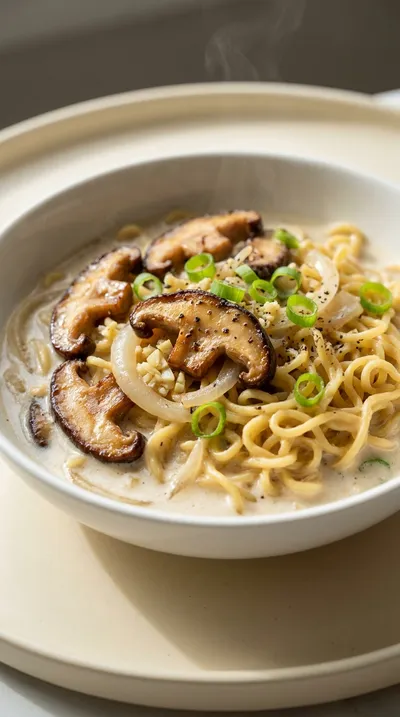 15-Minute Vegan Creamy Mushroom Ramen