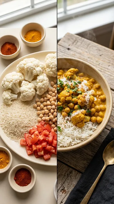 Ultra Creamy Cauliflower Chickpea Masala - ready to serve
