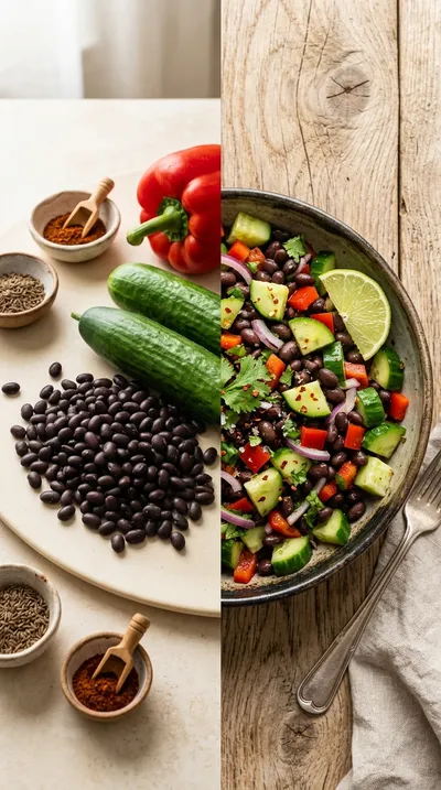 Cucumber and Black Bean Salad - ready to serve